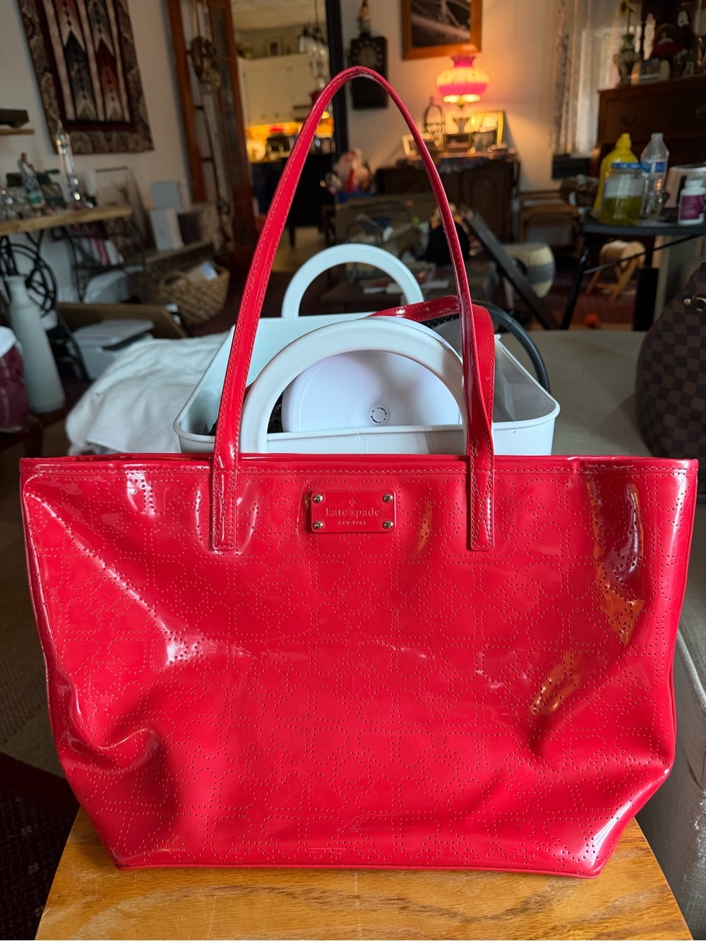 Kate Spade Red Patent Leather  Tote Bag/handbag GUC
